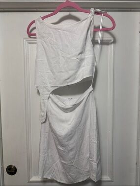Sky to the moon White One-Shoulder Cutout Midi Dress Sz S-M